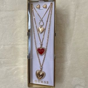 Guess Triple Strand Necklace and Earrings Set